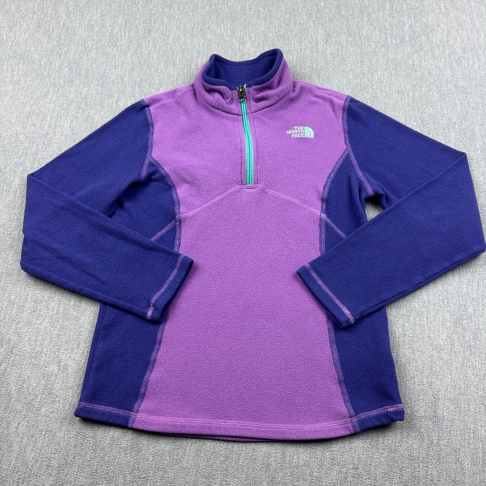 The North Face Jacket Girls Medium 10-12 Purple Fleece 1/4‎ Zip Pullover Outdoor